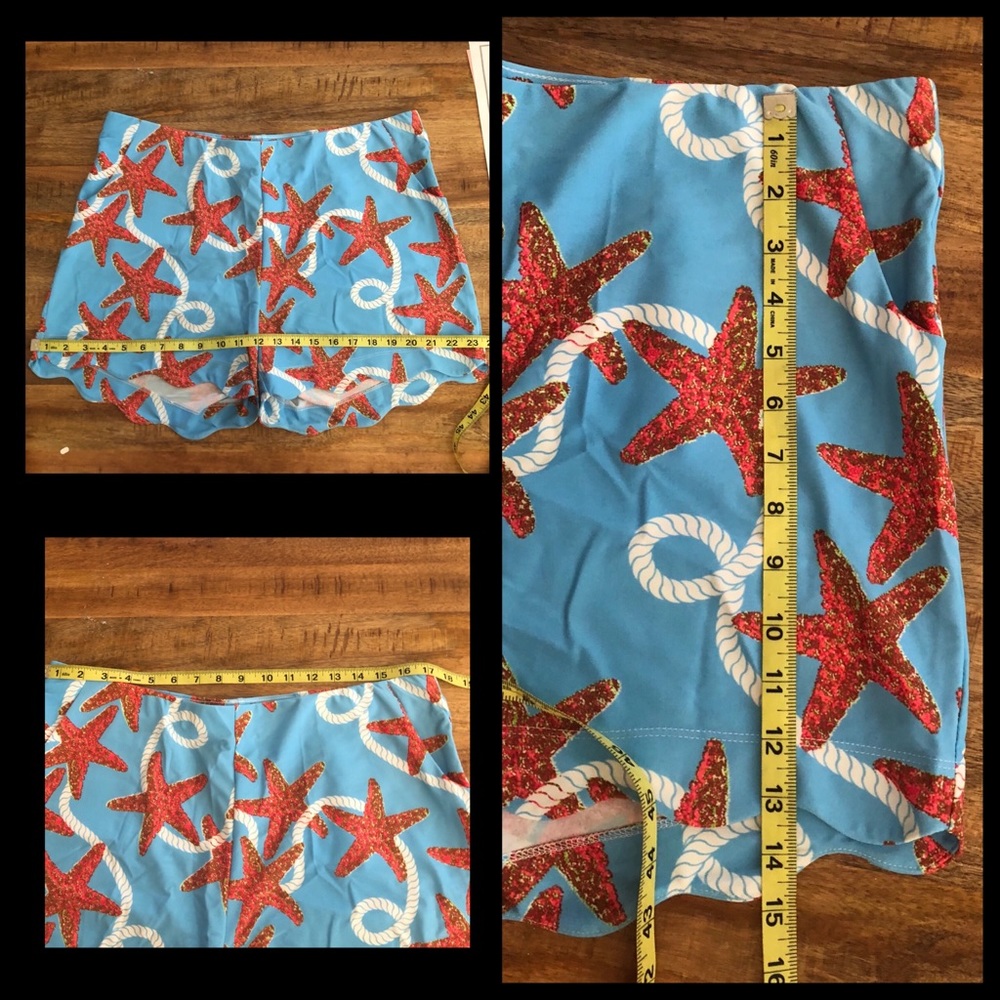 <LAST>Starfish Print Scallop Beach Shorts - Picture 5 of 5